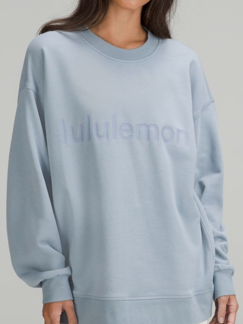 NWT Lululemon Perfectly Oversized Crew *GRAPHIC Chambray Size 12